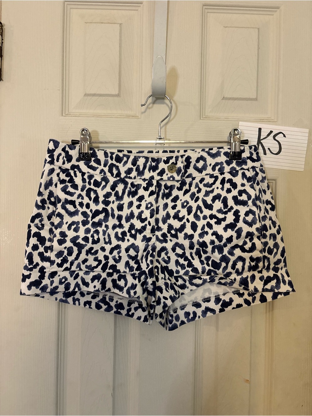 J. Crew Navy and White Leopard Print Cotton Shorts
